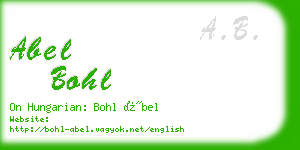 abel bohl business card